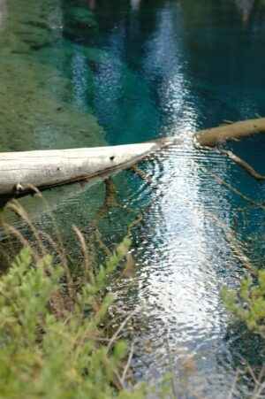 deep water pond with shades of blue
